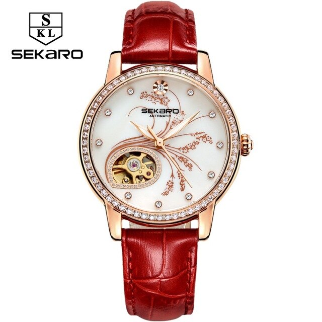 SEKARO New Fashion Automatic Mechanical Women's Watch Luxury Brand Trend Casual Diamond Ring High Quality Design Women's Watch