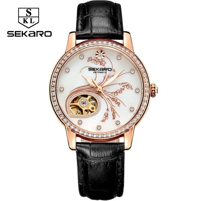 SEKARO New Fashion Automatic Mechanical Women's Watch Luxury Brand Trend Casual Diamond Ring High Quality Design Women's Watch