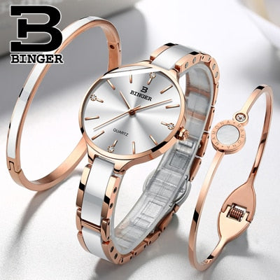 Switzerland BINGER Luxury Women Watch Brand Crystal Fashion Bracelet Watches Ladies Women wrist Watches Relogio Feminino B-1185