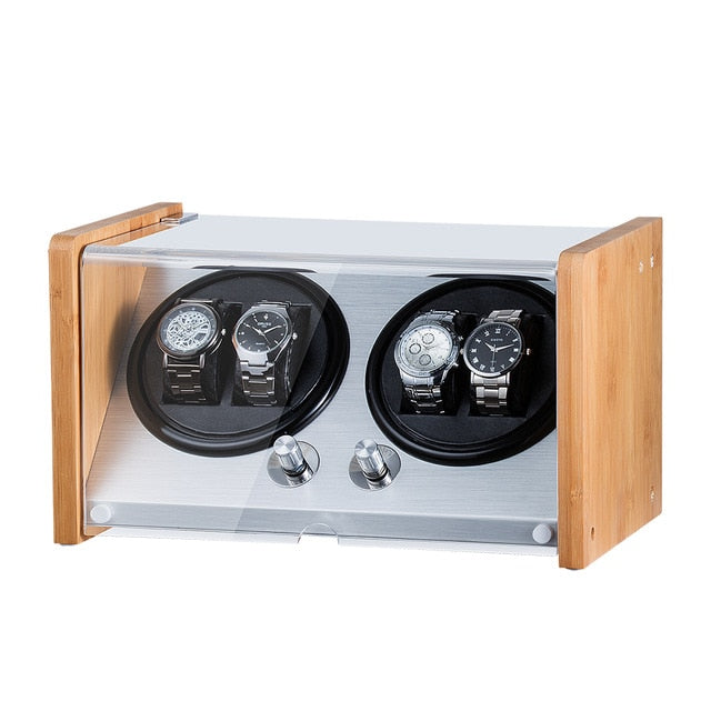Automatic Luxury Watch Winder Box Display Accessories Mechnical Wooden for Male Wood Storage Metal Knob Switch Rectangle