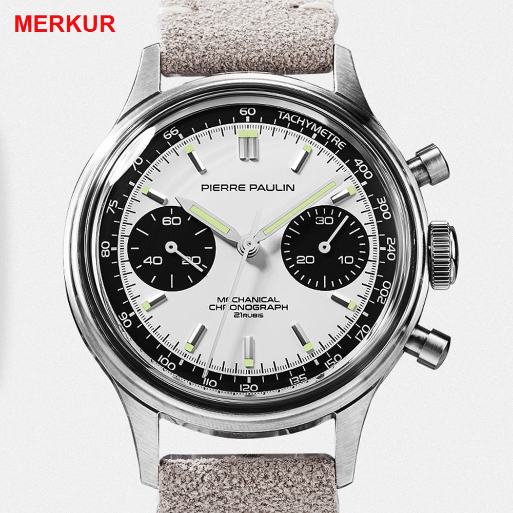 Pilot Watch Men Mechanical Hand Wind Wristwatches Seagull 1963 Chronograph Watch Mens Stainless Steel Acrylic Luminous Watch New
