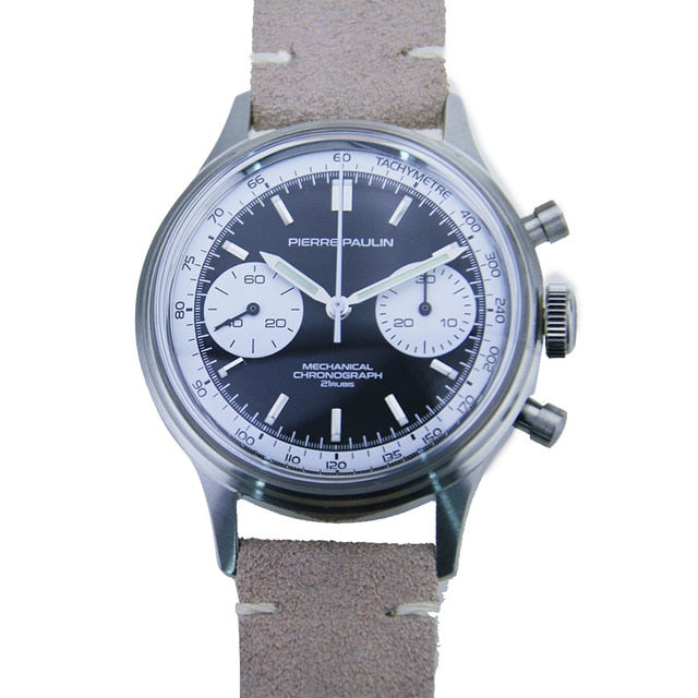 Pilot Watch Men Mechanical Hand Wind Wristwatches Seagull 1963 Chronograph Watch Mens Stainless Steel Acrylic Luminous Watch New