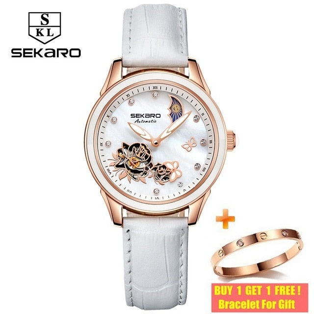 Sekaro 2020 Ceramic Women Watch Butterfly Design Ladies Mechanical Automatic Watches Luxury Brand Sapphire Crystal Women's Watch