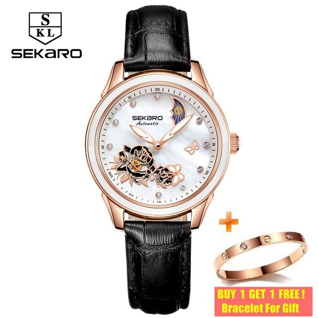 Sekaro 2020 Ceramic Women Watch Butterfly Design Ladies Mechanical Automatic Watches Luxury Brand Sapphire Crystal Women's Watch