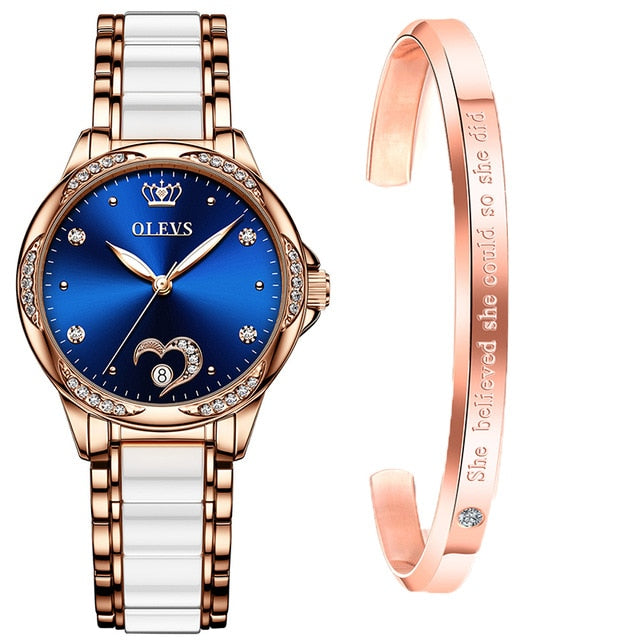 OLEVS Women watch Set Waterproof Automatic Mechanical watch Female Ceramic watch Gift for Women Wristwatches