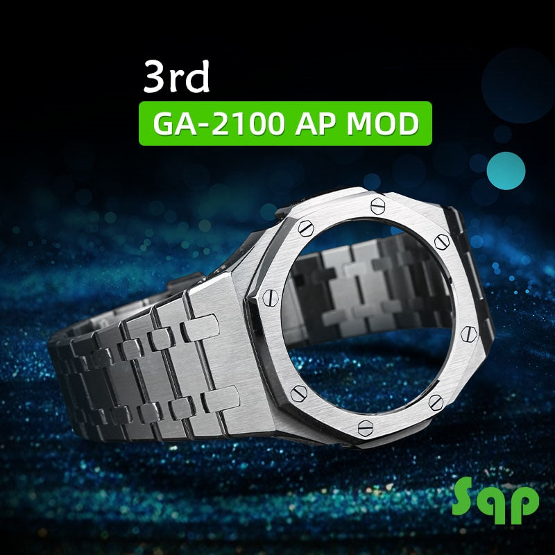 The Third Generation GA2100 Case Modification GA2110 Watchband Bezel 100% Metal 316L Stainless Steel