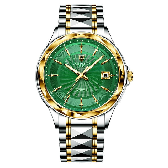 LIGE Mens Automatic Mechanical Watches Luxury Brand Business Tungsten Steel Waterproof WristWatch Men Fashion Clock reloj hombre