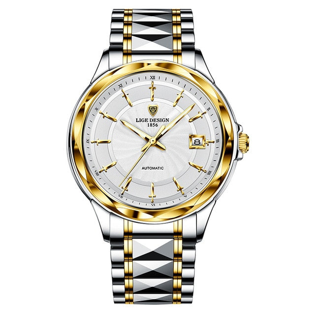 LIGE Mens Automatic Mechanical Watches Luxury Brand Business Tungsten Steel Waterproof WristWatch Men Fashion Clock reloj hombre
