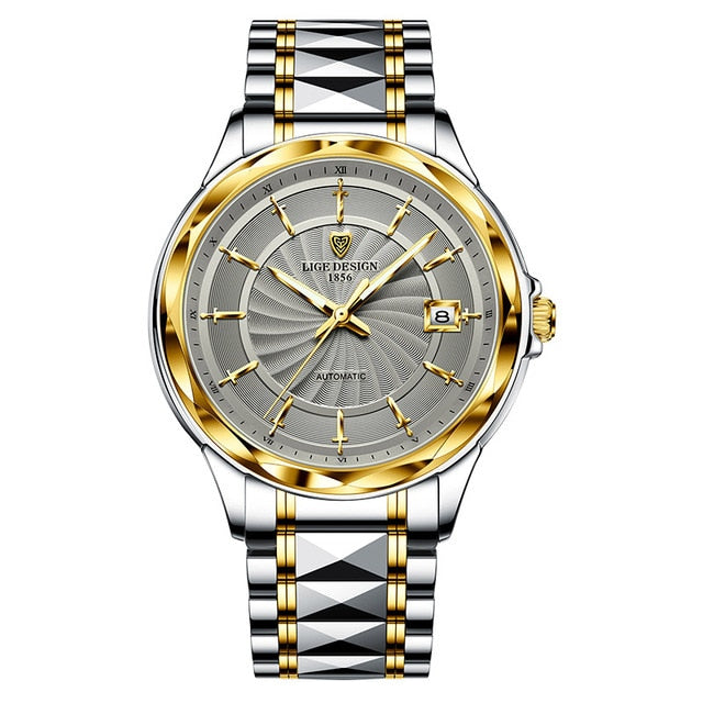 LIGE Mens Automatic Mechanical Watches Luxury Brand Business Tungsten Steel Waterproof WristWatch Men Fashion Clock reloj hombre