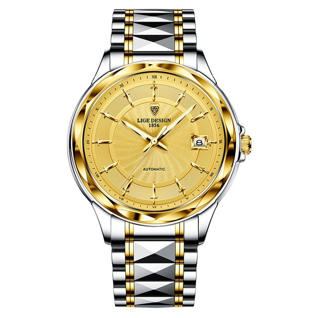 LIGE Mens Automatic Mechanical Watches Luxury Brand Business Tungsten Steel Waterproof WristWatch Men Fashion Clock reloj hombre