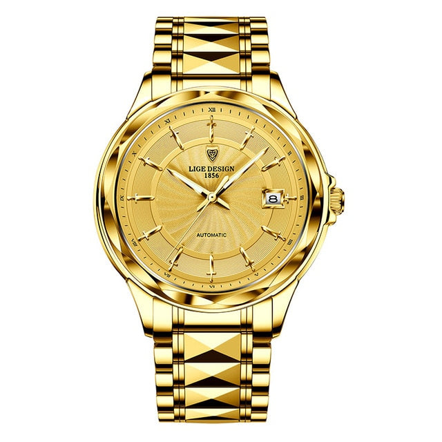 LIGE Mens Automatic Mechanical Watches Luxury Brand Business Tungsten Steel Waterproof WristWatch Men Fashion Clock reloj hombre
