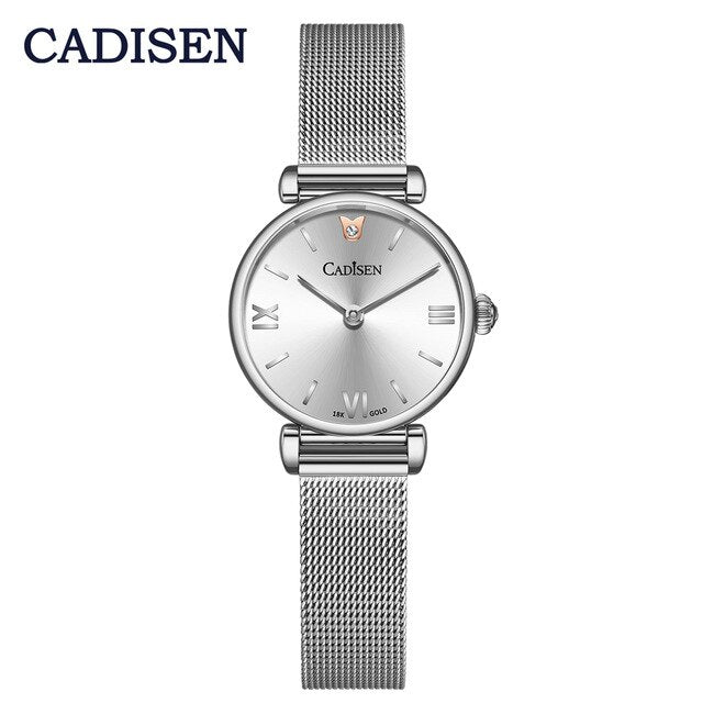CADISEN 18K GOLD Woman Watch Luxury Brand Stainless steel Mesh Belt Wristwatch 30M Waterproof Gold Quartz Watch relogio feminino