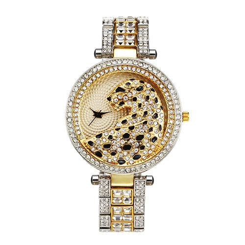360PCS  Women Quartz Watch Fashion Bling Casual Ladies Watch Female Quartz Gold Watch Crystal Diamond Leopard For Women Clock