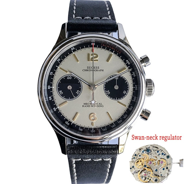 Chronograph Mechanical Watch ST1901 Original Movement Sapphire 5 ATM Waterproof Swan-neck regulator Gooseneck watch men Pilot