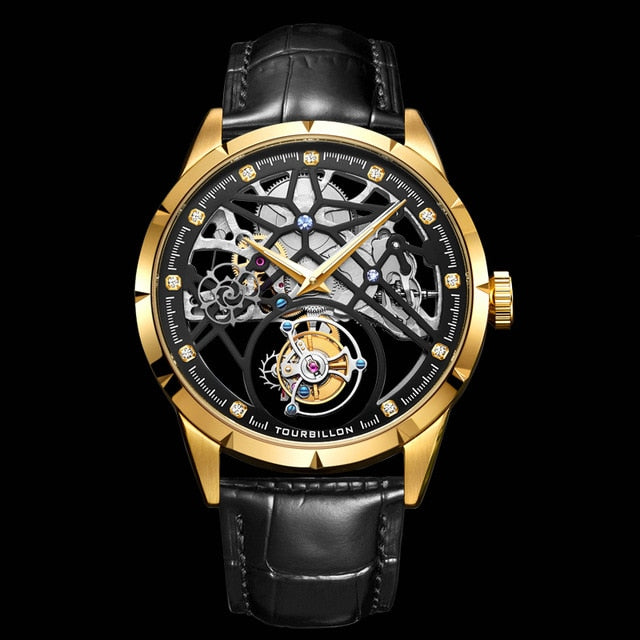 AESOP Real Tourbillon Men's Mechanical Watches Thin Watch Male Skeleton for Men Wristwatch Man Luxury Clock Luxury montre homme