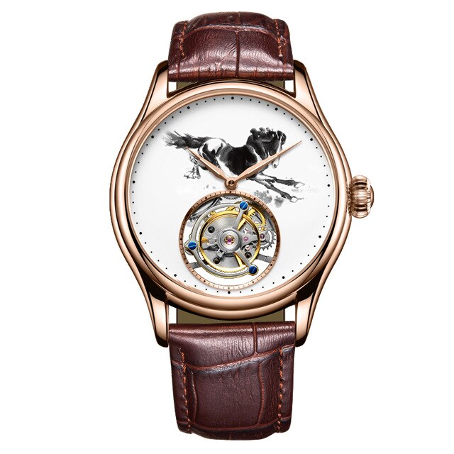 AESOP  Men's Mechanical Watches for Men Tourbillon Leather Male Watch Skeleton At Watch Man Luxury Clock Mechanical Watch Men