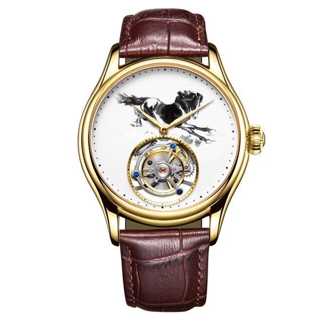 AESOP  Men's Mechanical Watches for Men Tourbillon Leather Male Watch Skeleton At Watch Man Luxury Clock Mechanical Watch Men
