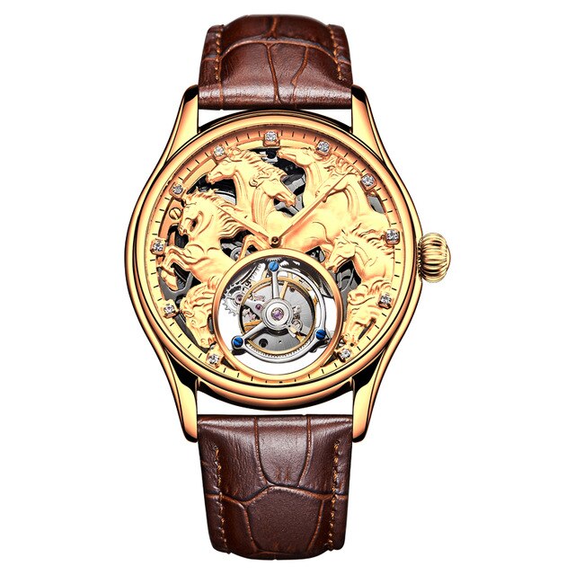 AESOP Male Tourbillon Men's Mechanical Watches Skeleton Watch for Men Wrist Wristwatch Man Clock Mechanical Watch Men Luxury