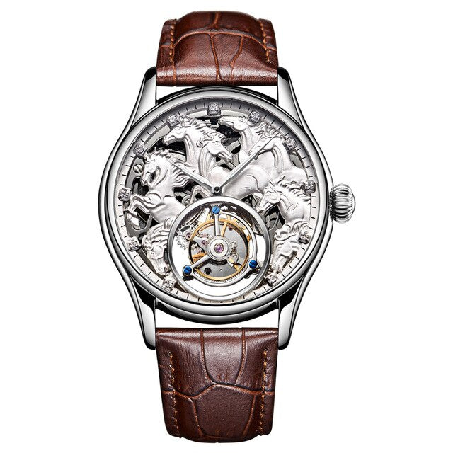 AESOP Male Tourbillon Men's Mechanical Watches Skeleton Watch for Men Wrist Wristwatch Man Clock Mechanical Watch Men Luxury