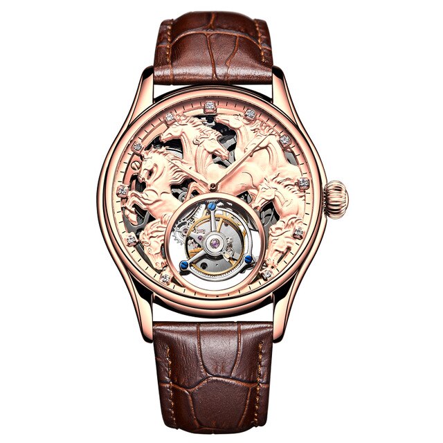 AESOP Male Tourbillon Men's Mechanical Watches Skeleton Watch for Men Wrist Wristwatch Man Clock Mechanical Watch Men Luxury