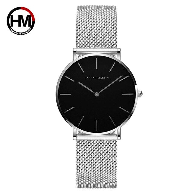 36mm Full Black Japan Quartz Movement High Quality Top Brand Luxury Women Wrist Watch Stainless Steel Waterproof Ladies Watches