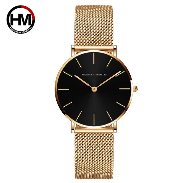 36mm Full Black Japan Quartz Movement High Quality Top Brand Luxury Women Wrist Watch Stainless Steel Waterproof Ladies Watches