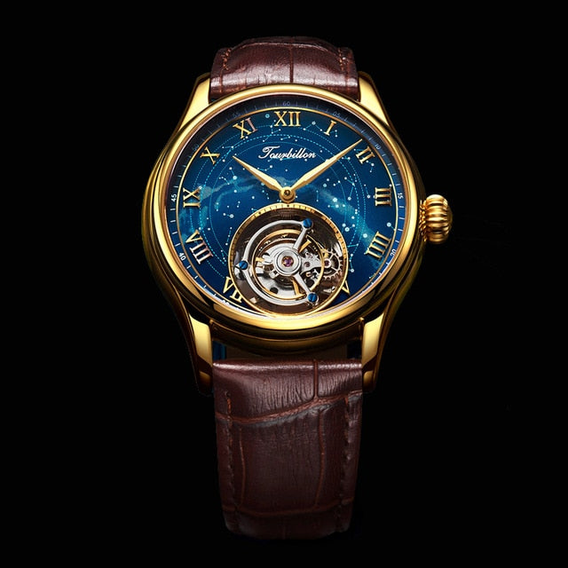 100% Tourbillon Watch Mans Mechanical Wristwatches Watches for Man Skeleton Clock Sapphire Crystal Mechanical Watch Luxury Men