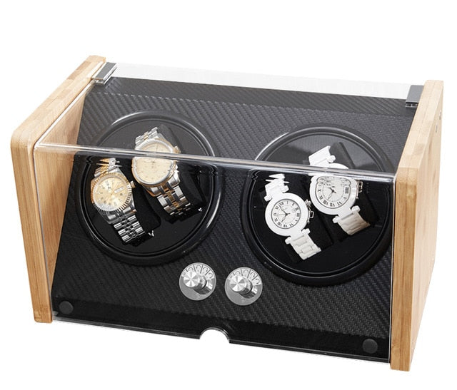 Automatic Luxury Watch Winder Box Display Accessories Mechnical Wooden for Male Wood Storage Metal Knob Switch Rectangle