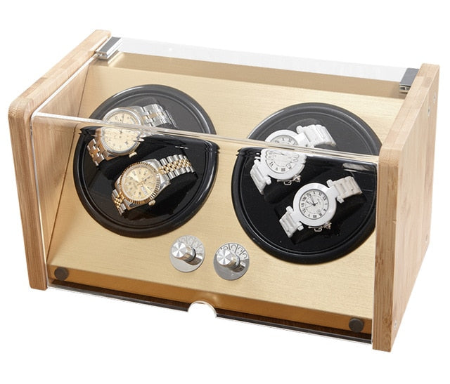 Automatic Luxury Watch Winder Box Display Accessories Mechnical Wooden for Male Wood Storage Metal Knob Switch Rectangle