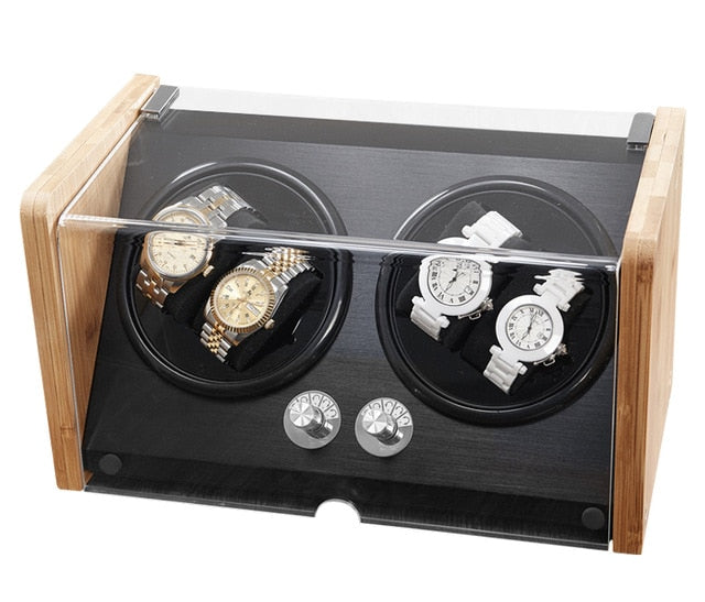 Automatic Luxury Watch Winder Box Display Accessories Mechnical Wooden for Male Wood Storage Metal Knob Switch Rectangle