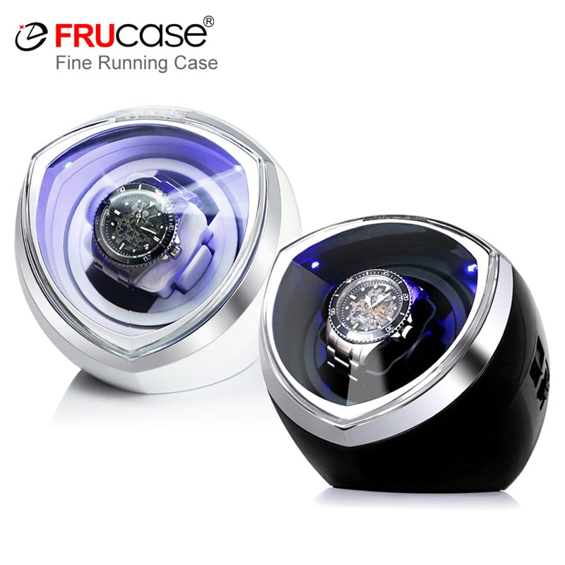 FRUCASE Black New Arrival White Single Watch Winder for Automatic Watches Watch Box Display Collector Storage With Light