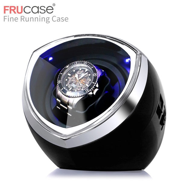 FRUCASE Black New Arrival White Single Watch Winder for Automatic Watches Watch Box Display Collector Storage With Light