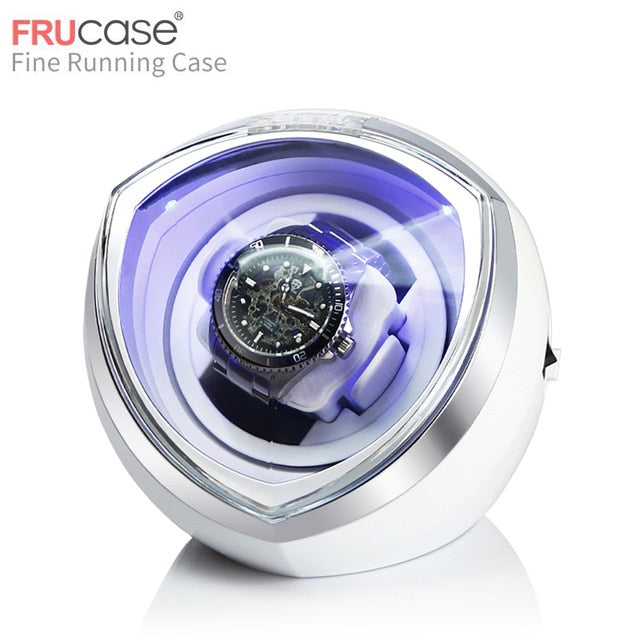 FRUCASE Black New Arrival White Single Watch Winder for Automatic Watches Watch Box Display Collector Storage With Light