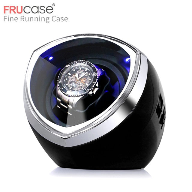 FRUCASE Black New Arrival White Single Watch Winder for Automatic Watches Watch Box Display Collector Storage With Light