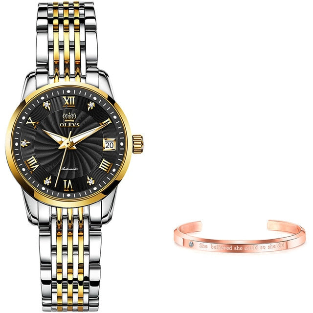 OLEVS Women Watches Mechanical Watch Luxury Bracelet Wrist Wristwatch Elegant Ladies Automatic Clock Watch Relogio Feminino 6630
