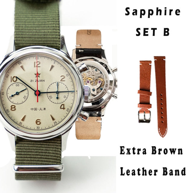 Retro Watch Men's ST1963 Movement Mechanical chronograph Military luxury Man Waterproof Watches Sapphire Clock Relogio Male