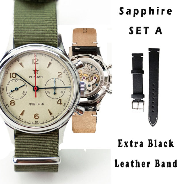 Retro Watch Men's ST1963 Movement Mechanical chronograph Military luxury Man Waterproof Watches Sapphire Clock Relogio Male
