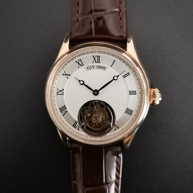 GIV Luxury Original Tourbillon Watches Men Simple Brand Sapphire Mechanical Tourbillon Man Watches Business Waterproof Clock