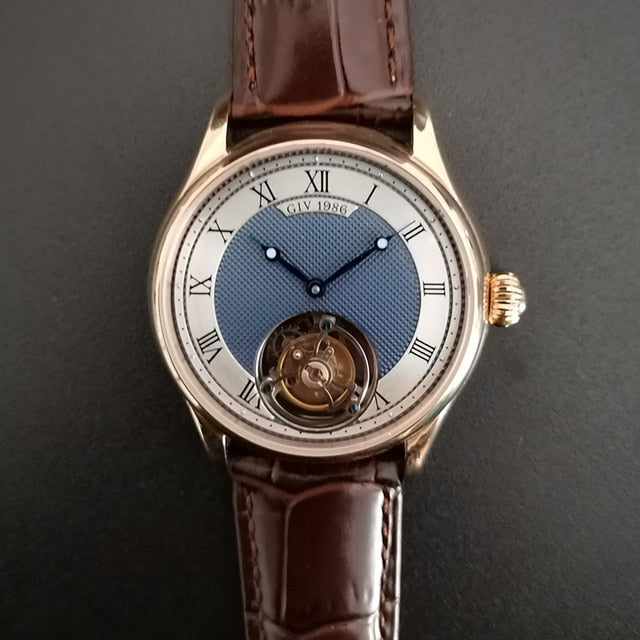 GIV Luxury Original Tourbillon Watches Men Simple Brand Sapphire Mechanical Tourbillon Man Watches Business Waterproof Clock