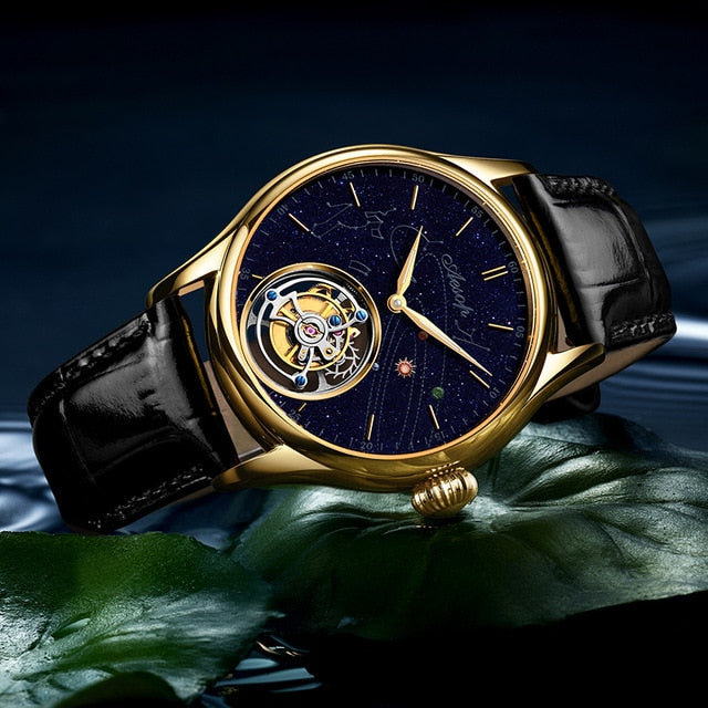 AESOP Tourbillon Men's Mechanical Watch Watches Male Leather Skeleton Watch for Men Man Luxury Clocks reloj hombre Dropshipping