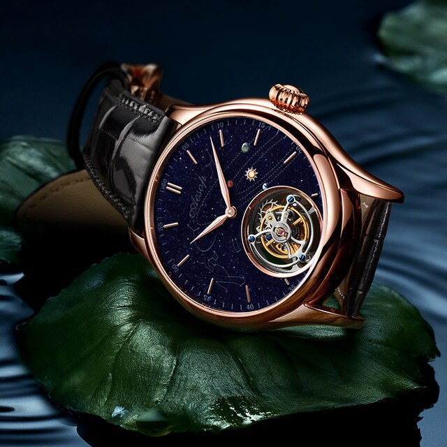 AESOP Tourbillon Men's Mechanical Watch Watches Male Leather Skeleton Watch for Men Man Luxury Clocks reloj hombre Dropshipping