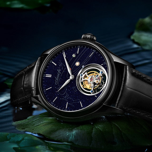 AESOP Tourbillon Men's Mechanical Watch Watches Male Leather Skeleton Watch for Men Man Luxury Clocks reloj hombre Dropshipping