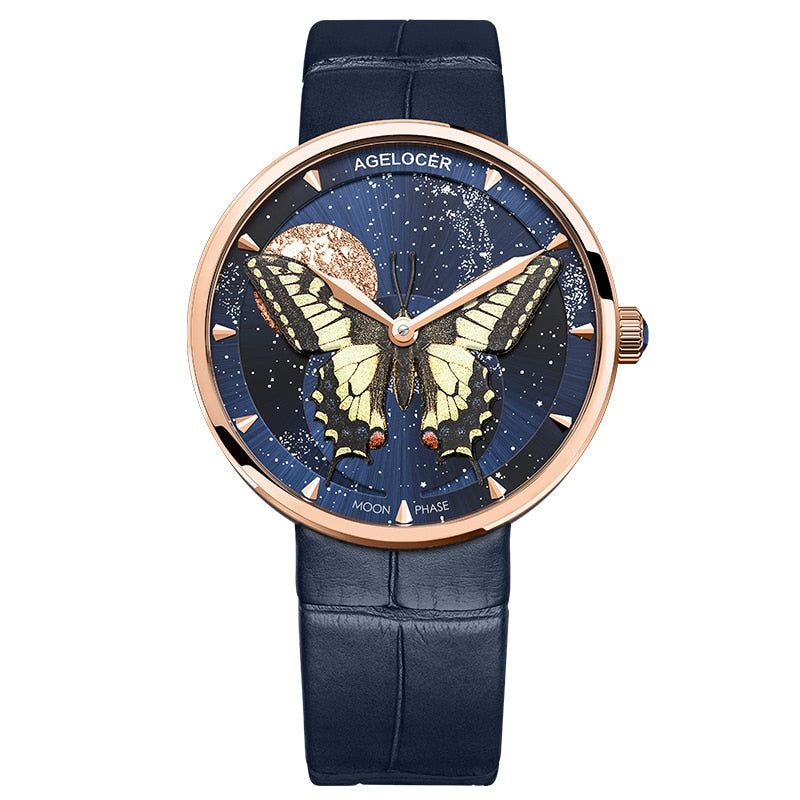 AGELOCER 2020 Moon Phase Women Watch Swiss Moonphase Design Ladies Quartz Watches Luxury Brand Sapphire Crystal Women's Watch