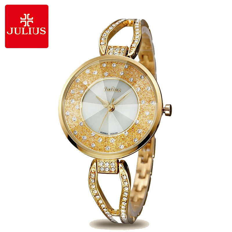 CRYSTAL RHINESTONE SHELL LADY WOMEN'S WATCH JAPAN QUARTZ HOURS CLOCK FINE FASHION DRESS CHAIN BRACELET GIRL GIFT JULIUS