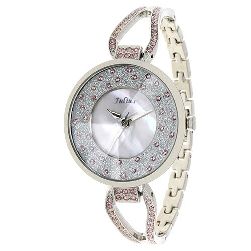 CRYSTAL RHINESTONE SHELL LADY WOMEN'S WATCH JAPAN QUARTZ HOURS CLOCK FINE FASHION DRESS CHAIN BRACELET GIRL GIFT JULIUS