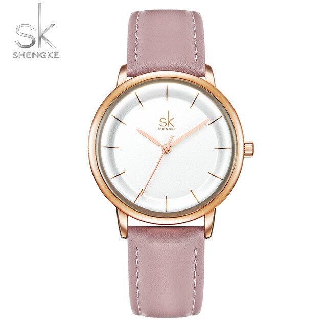 Shengke Women Watch Plaid Leather Girl Wristwatch Lady Clock Brand Wristwatches Clock Montres Femme Reloj Mujer