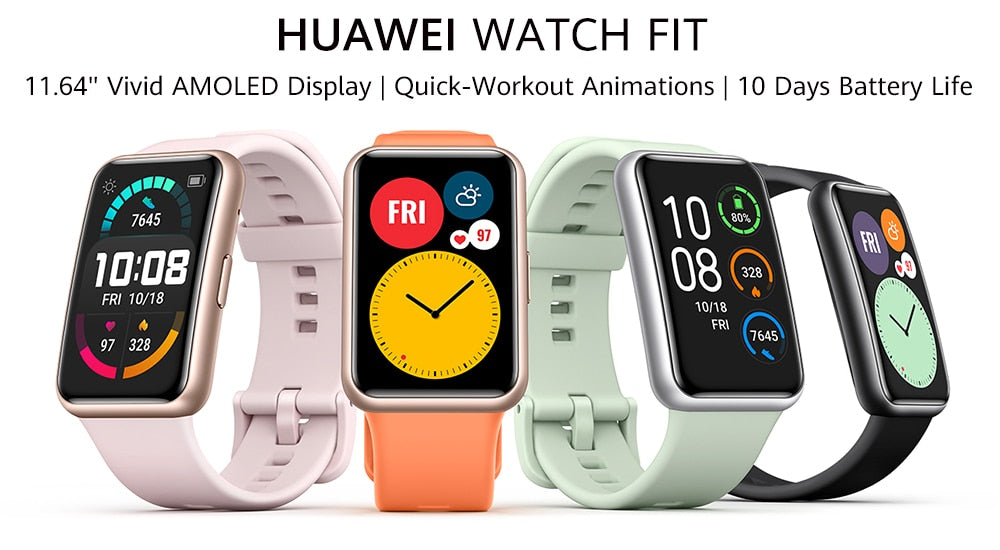 HUAWEI Watch FIT SmartWatch Quick Workout Animation Blood Oxygen Watch FIT 10 Days Battery Life gift watch men women smart wach